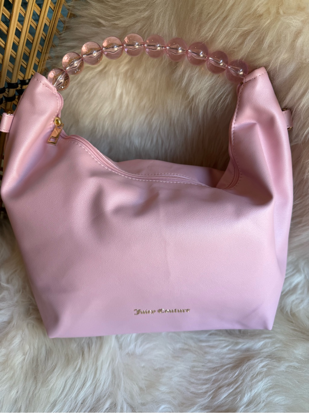 Y2k Juicy Couture Pink Beaded-Handle Shoulder Bag W Strap For Crossbody